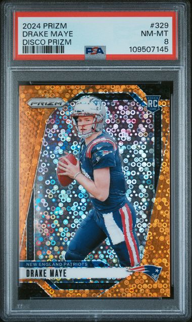 2024 Panini Prizm Drake Maye #329 (Disco Prizm) Nm-Mt 8 front