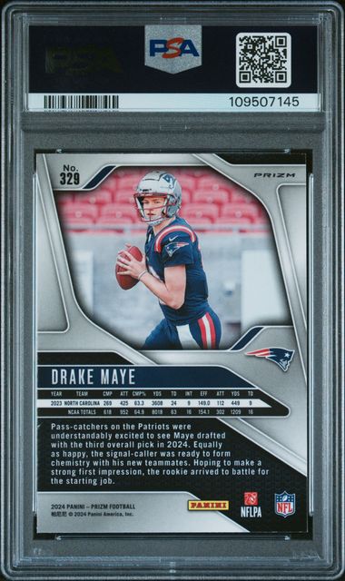 2024 Panini Prizm Drake Maye #329 (Disco Prizm) Nm-Mt 8 back