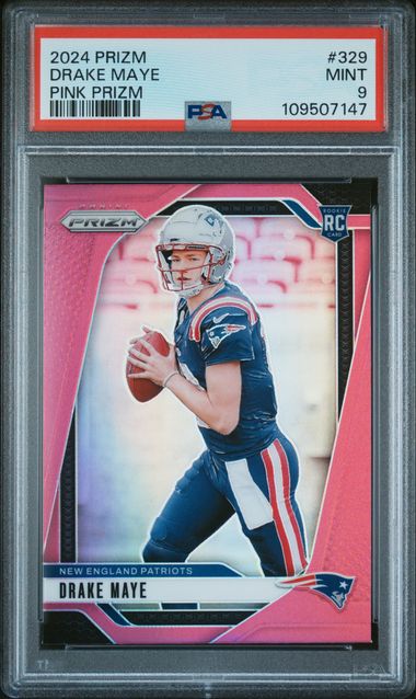 2024 Panini Prizm Drake Maye #329 (Pink Prizm) Mint 9 front