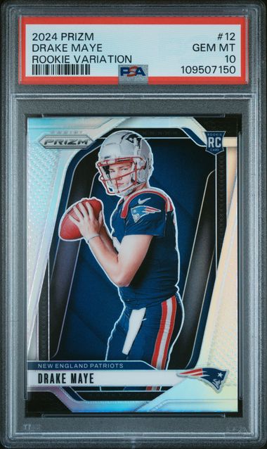 2024 Panini Prizm Rookie Variation Drake Maye #12 Gem Mt 10 front