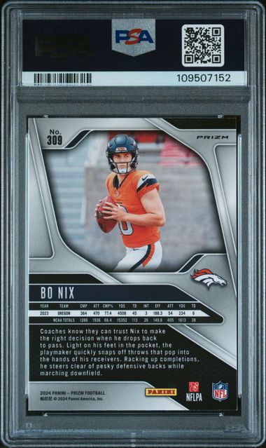 2024 Panini Prizm Bo Nix #309 (Silver Prizm) Nm-Mt 8 back