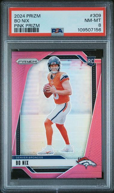 2024 Panini Prizm Bo Nix #309 (Pink Prizm) Nm-Mt 8 front