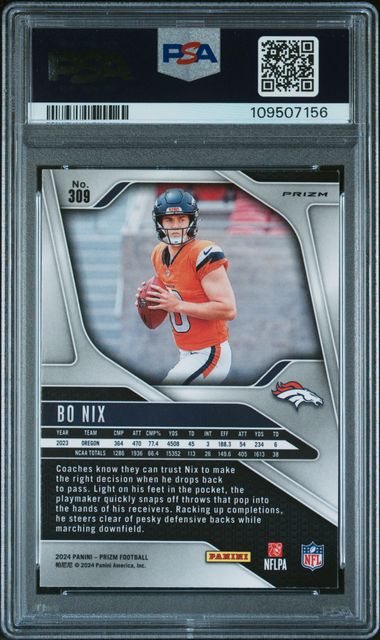 2024 Panini Prizm Bo Nix #309 (Pink Prizm) Nm-Mt 8 back