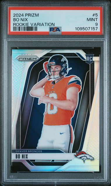2024 Panini Prizm Rookie Variation Bo Nix #5 Mint 9 front