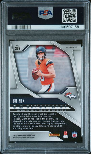 2024 Panini Prizm Bo Nix #309 (Lazer Prizm) Nm-Mt 8 back