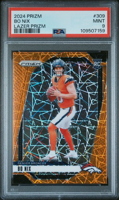2024 Panini Prizm Bo Nix #309 (Lazer Prizm) Mint 9 front