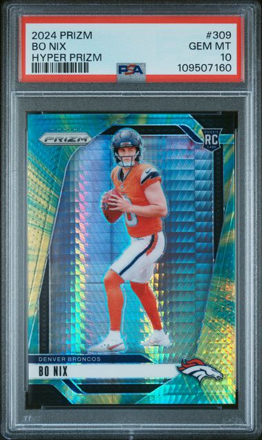 2024 Panini Prizm Bo Nix #309 (Hyper Prizm) Gem Mt 10 front