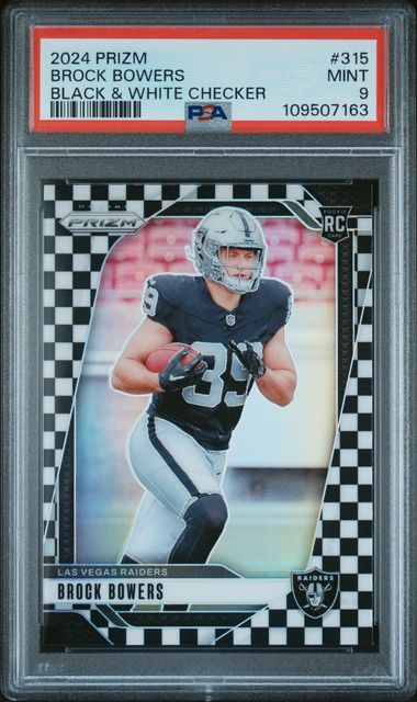 2024 Panini Prizm Brock Bowers #315 (Black & White Checker) Mint 9 front