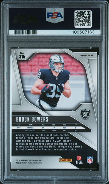 2024 Panini Prizm Brock Bowers #315 (Black & White Checker) Mint 9 back