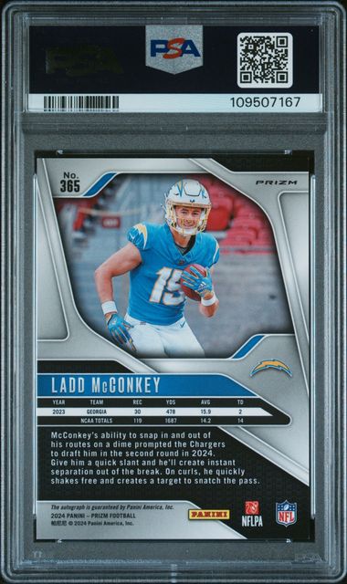 2024 Panini Prizm Ladd Mcconkey #365 (Autograph) Mint 9 back