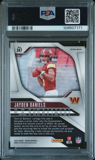 2024 Panini Prizm Jayden Daniels #347 (Green Wave) Mint 9 back