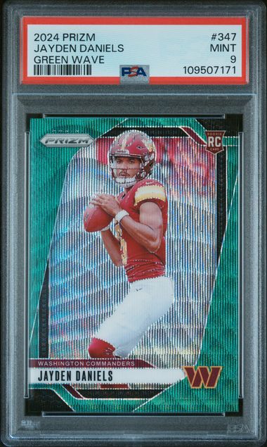 2024 Panini Prizm Jayden Daniels #347 (Green Wave) Mint 9 front
