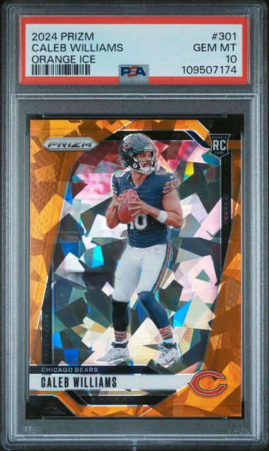 2024 Panini Prizm Caleb Williams #301 (Orange Ice) Gem Mt 10 front