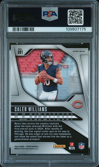 2024 Panini Prizm Caleb Williams #301 (Green Ice) Mint 9 back