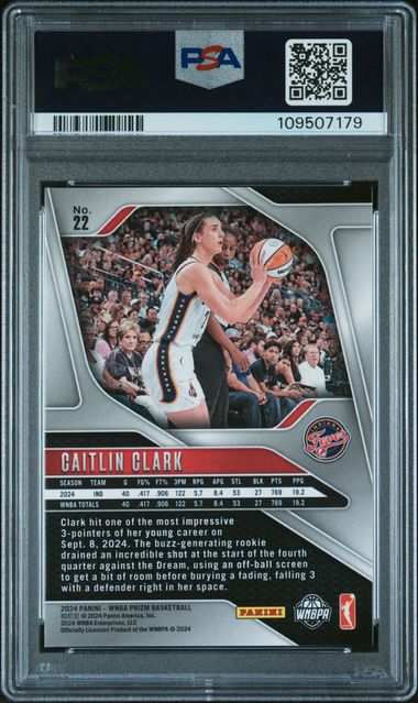 2024 Panini Prizm Wnba Caitlin Clark #22 Gem Mt 10 back