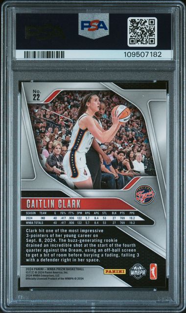 2024 Panini Prizm Wnba Caitlin Clark #22 Gem Mt 10 back
