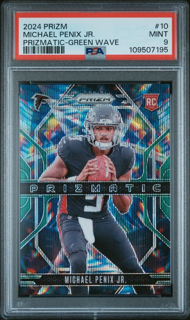 2024 Panini Prizm Prizmatic Michael Penix Jr. #10 (Prizmatic-Green Wave) Mint 9 front