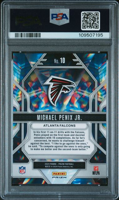 2024 Panini Prizm Prizmatic Michael Penix Jr. #10 (Prizmatic-Green Wave) Mint 9 back