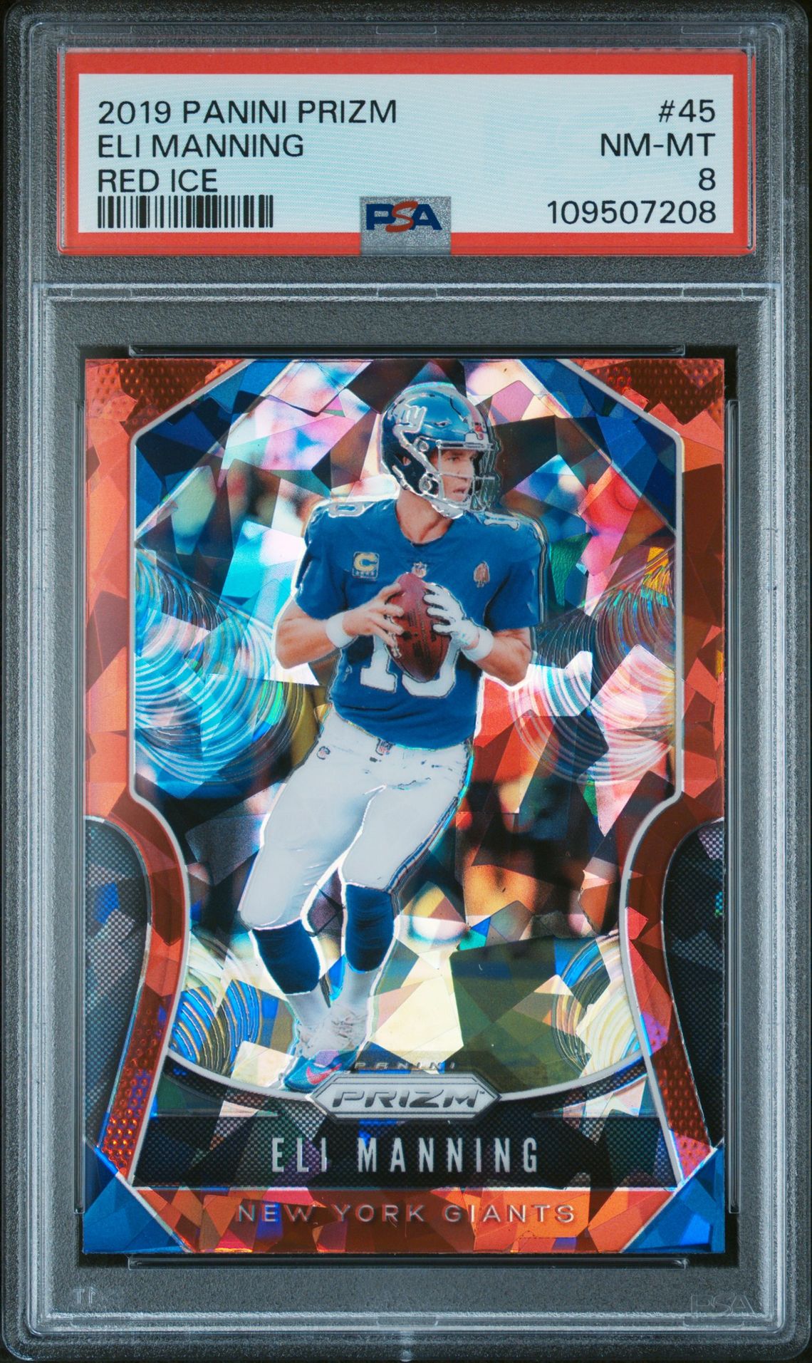 2019 Panini Prizm Eli Manning #45 (Red Ice) Nm-Mt 8 front