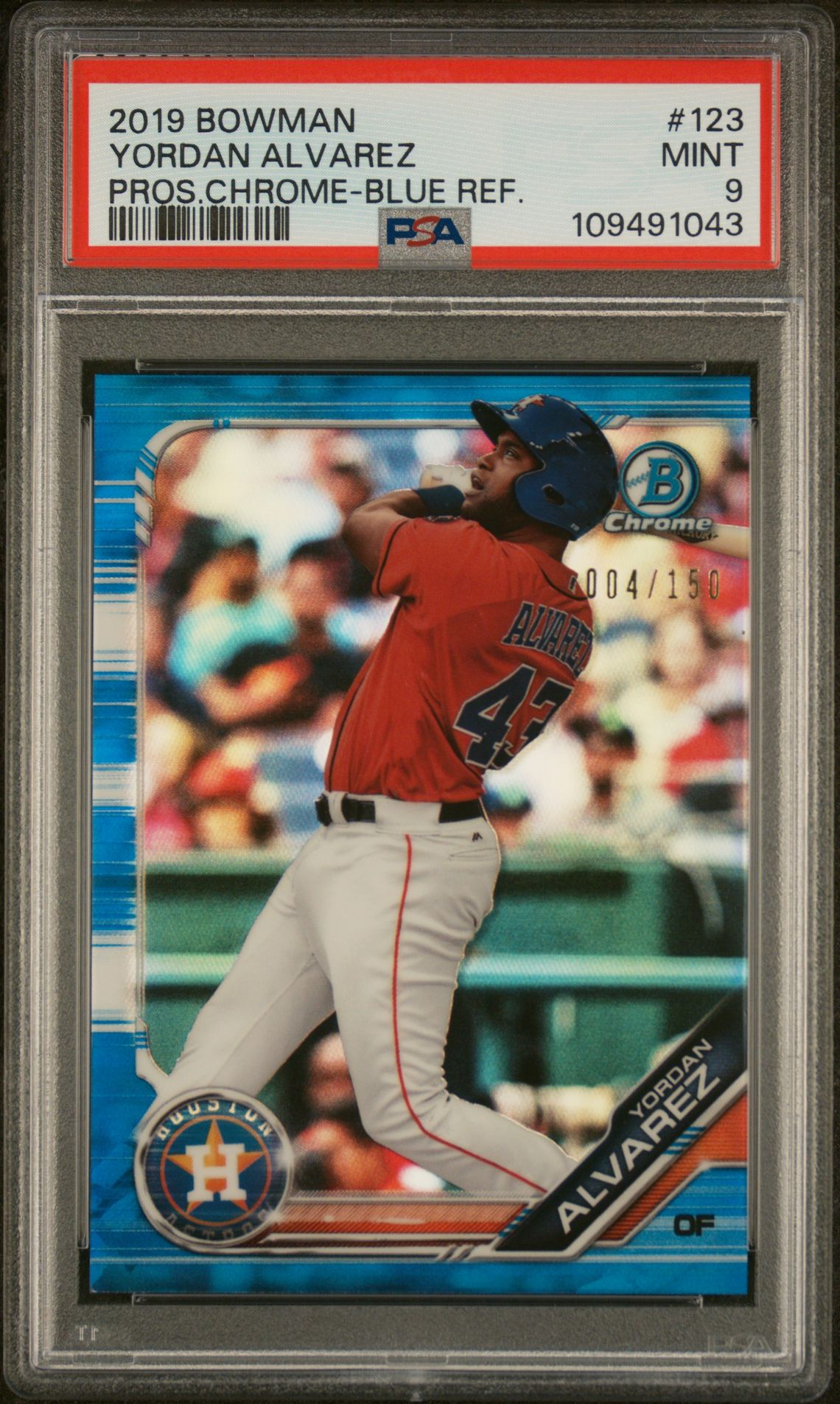 2019 Bowman BOWMAN PROSPECTS CHROME PROS.CHROME-BLUE REF. #123 Yordan Alvarez front
