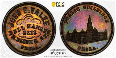 (1876) Token Pa-Ph 797 G, Copper John E. Valee MS65
