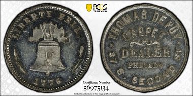 (1876) Token Pa Ph-892 White Metal Thomas DePuy MS63