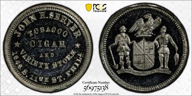 (1876) Token Pa-Ph 754 White Metal John H. Server MS63