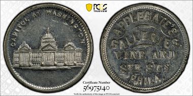 (1876) Token Pa Ph-833 White Metal Applegate's Galleries MS61
