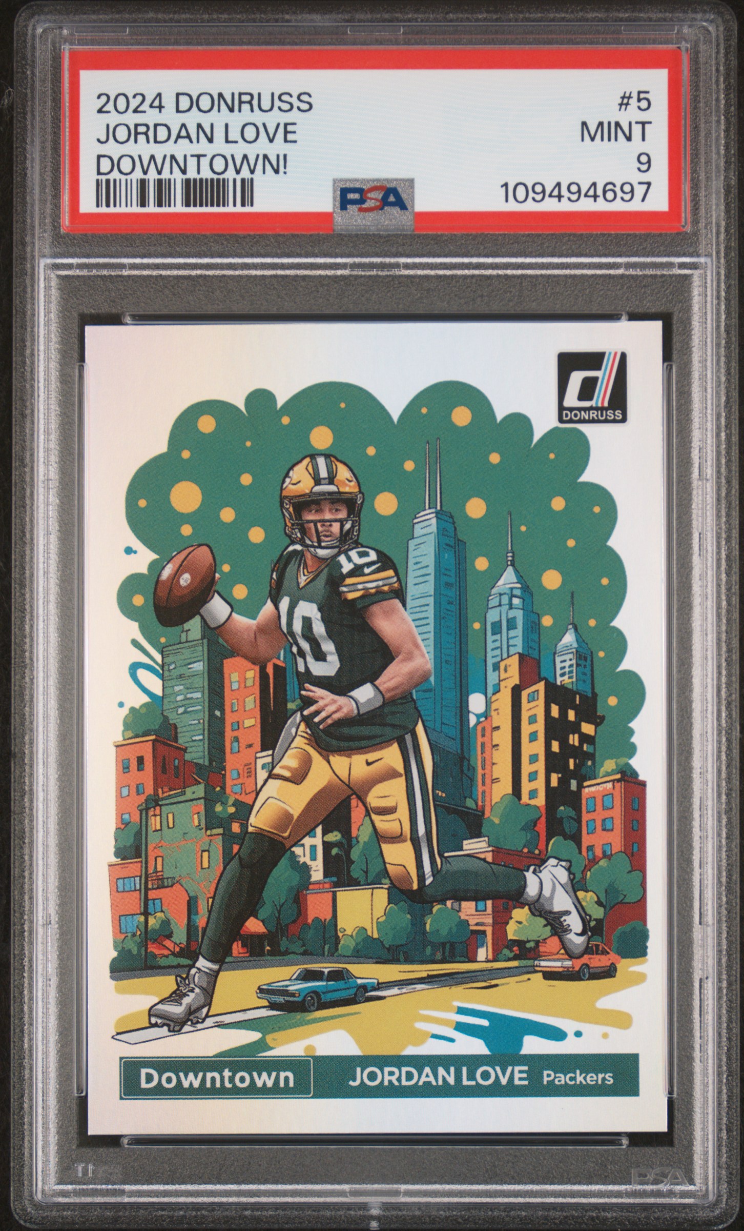 2024 Panini Donruss Downtown! Jordan Love #5 Mint 9 front