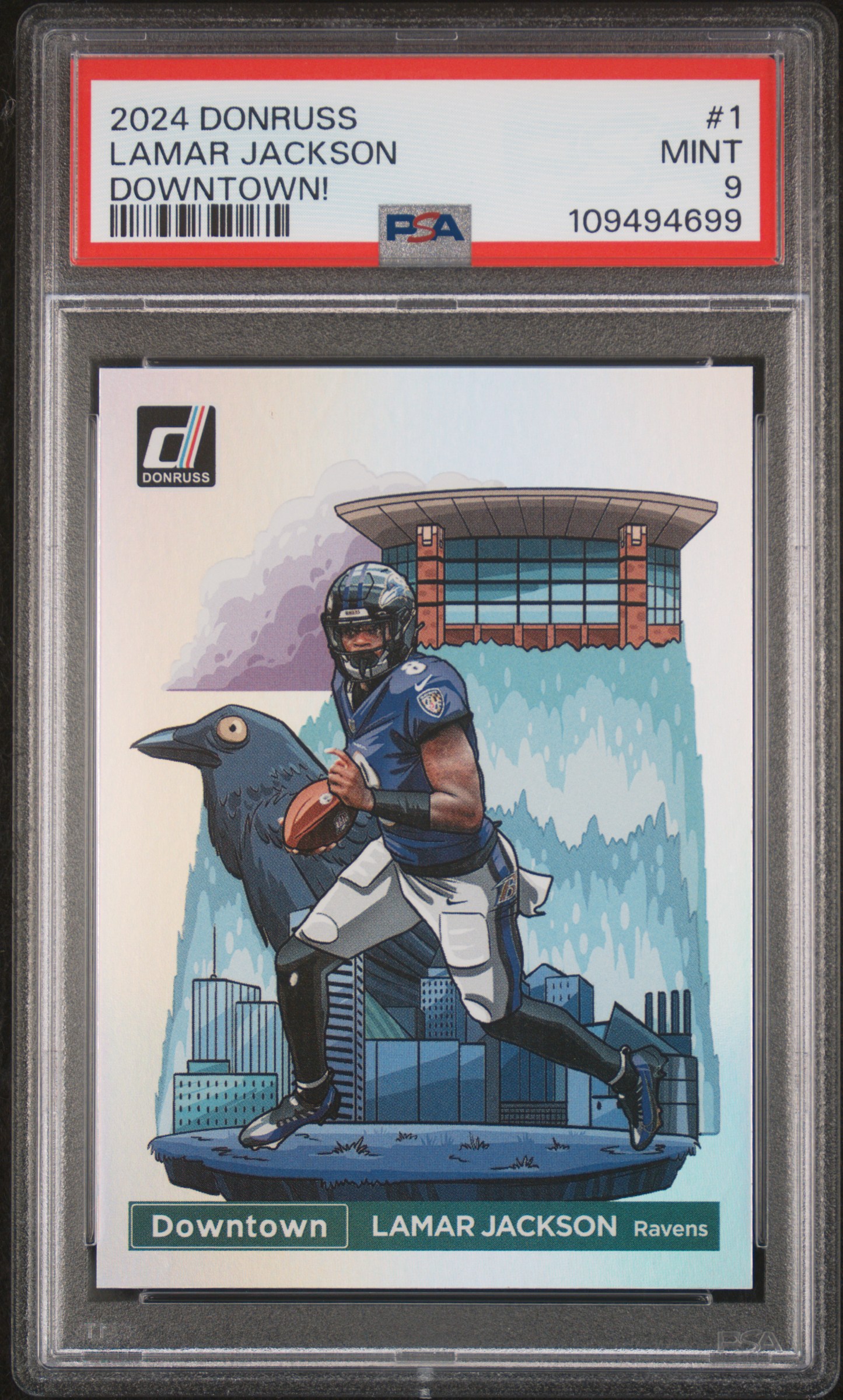 2024 Panini Donruss Downtown! Lamar Jackson #1 Mint 9 front