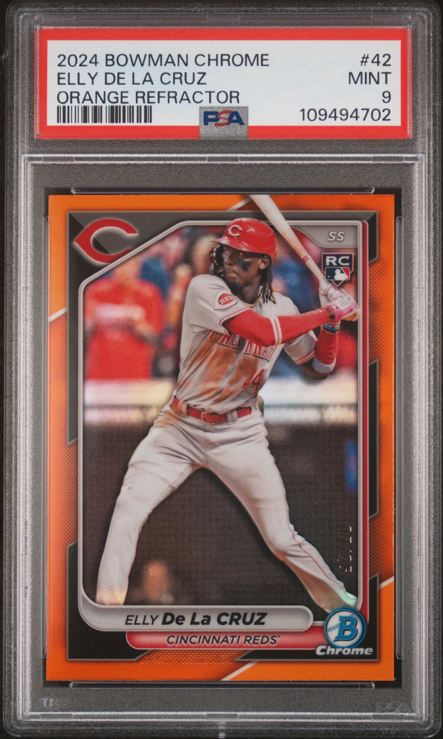 2024 Bowman Chrome Elly De La Cruz #42 (Orange Refractor) Mint 9 front