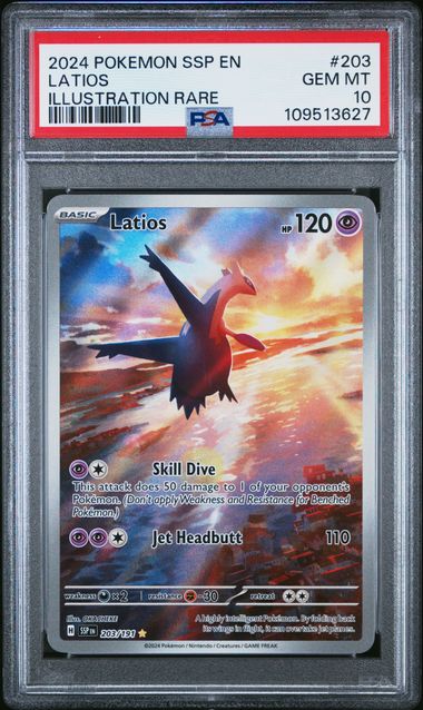 2024 Pokemon Ssp En-Surging Sparks Latios #203 (Illustration Rare) Gem Mt 10 front