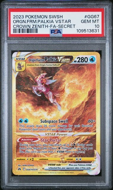 2023 Pokemon Sword And Shield Crown Zenith Orgn.frm.palkia Vstar #Gg67 (Crown Zenith-Fa-Secret) Gem Mt 10 front
