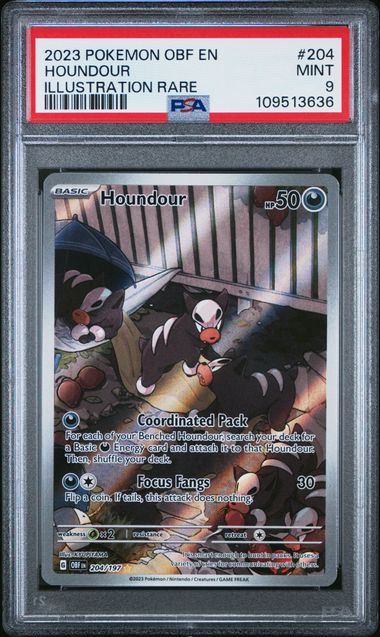 2023 Pokemon Obf En-Obsidian Flames Houndour #204 (Illustration Rare) Mint 9 front