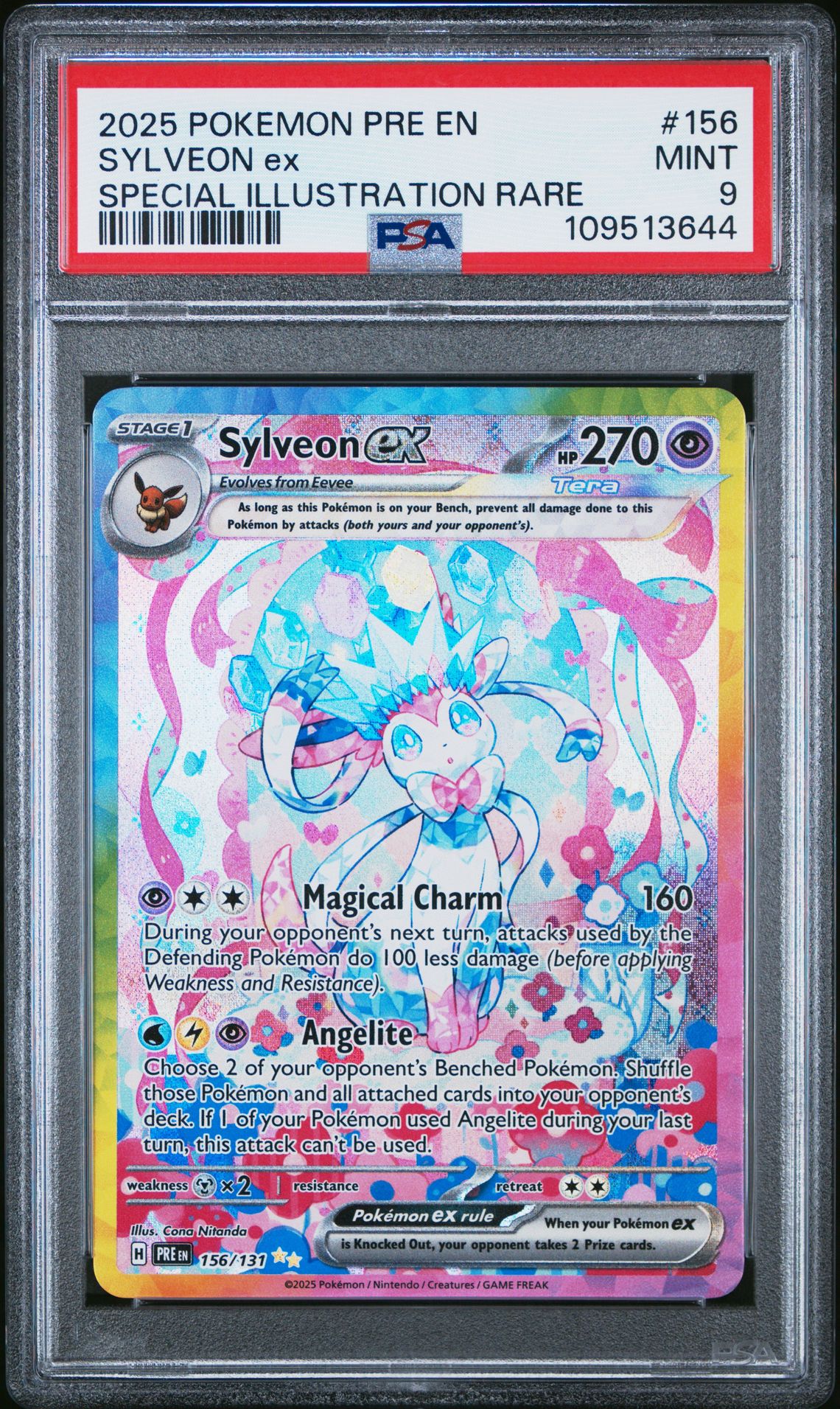 2025 Pokemon Pre En-Prismatic Evolutions Sylveon Ex #156 (Special Illustration Rare) Mint 9 front