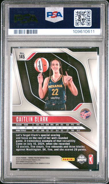 2024 Panini Prizm Wnba Caitlin Clark #145 Mint 9 back