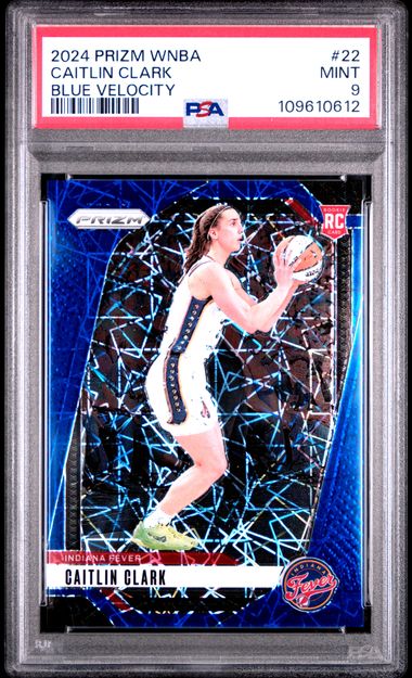 2024 Panini Prizm Wnba Caitlin Clark #22 (Blue Velocity) Mint 9 front