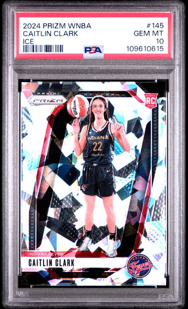 2024 Panini Prizm Wnba Caitlin Clark #145 (Ice) Gem Mt 10 front