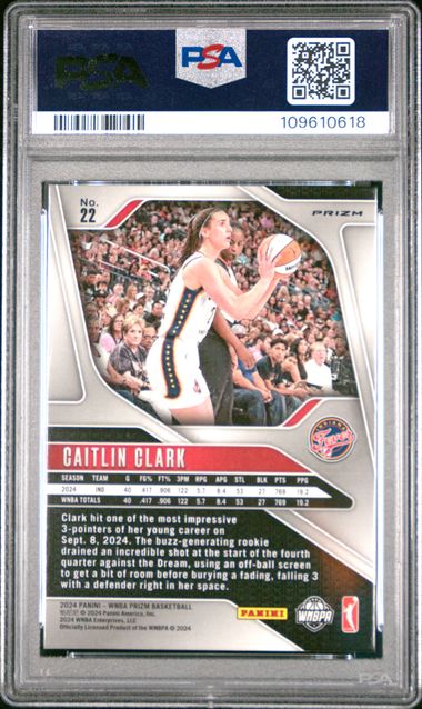 2024 Panini Prizm Wnba Caitlin Clark #22 (Ice) Mint 9 back