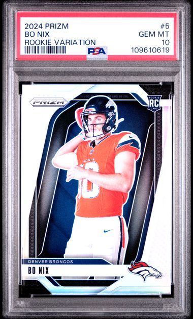 2024 Panini Prizm Rookie Variation Bo Nix #5 Gem Mt 10 front