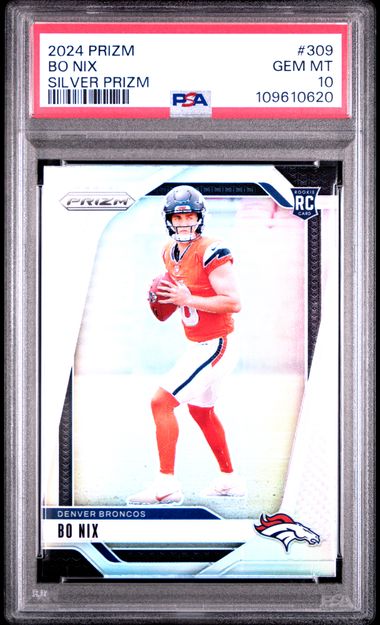 2024 Panini Prizm Bo Nix #309 (Silver Prizm) Gem Mt 10 front