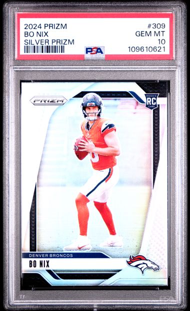 2024 Panini Prizm Bo Nix #309 (Silver Prizm) Gem Mt 10 front