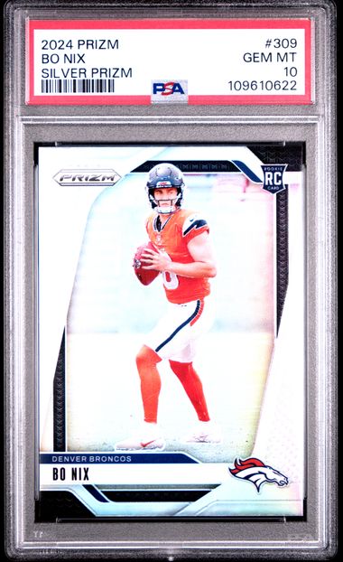 2024 Panini Prizm Bo Nix #309 (Silver Prizm) Gem Mt 10 front