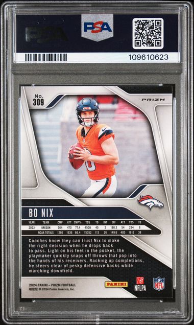 2024 Panini Prizm Bo Nix #309 (Black & White Checker) Nm-Mt 8 back