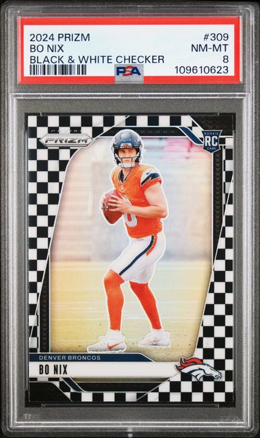 2024 Panini Prizm Bo Nix #309 (Black & White Checker) Nm-Mt 8 front