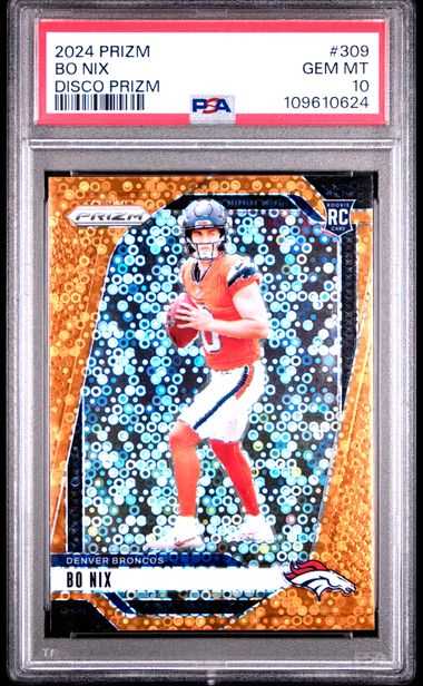 2024 Panini Prizm Bo Nix #309 (Disco Prizm) Gem Mt 10 front