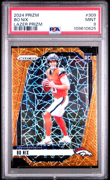 2024 Panini Prizm Bo Nix #309 (Lazer Prizm) Mint 9 front