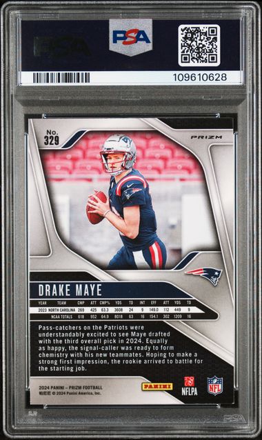 2024 Panini Prizm Drake Maye #329 (Silver Prizm) Nm-Mt 8 back