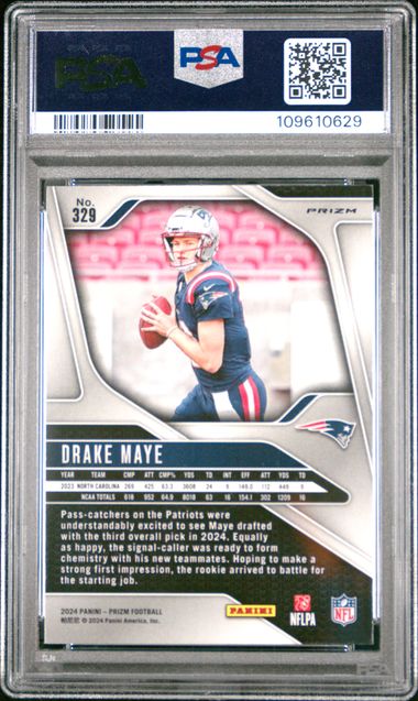 2024 Panini Prizm Drake Maye #329 (Lazer Prizm) Mint 9 back