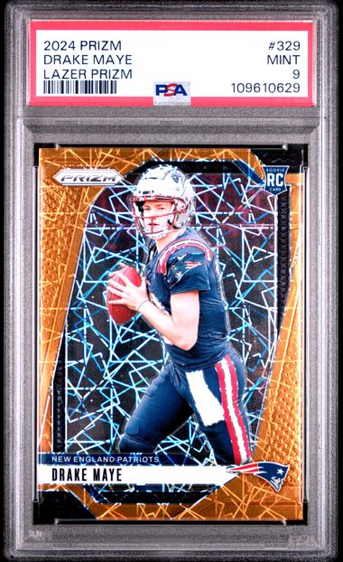 2024 Panini Prizm Drake Maye #329 (Lazer Prizm) Mint 9 front
